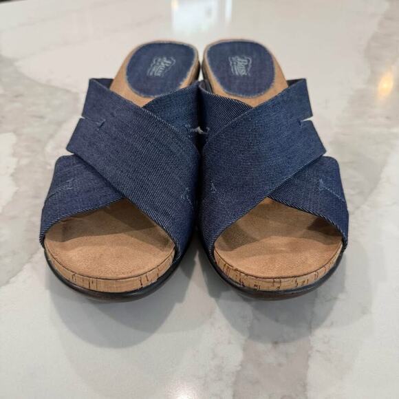 G.H. Bass & Co. MaryAnn Denim Wedge Slip On Sandal Womens 8.5M Navy Blue Classic - Picture 5 of 8